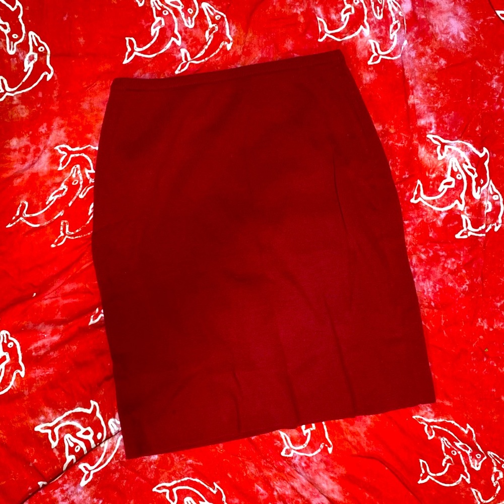 Red cotton pencil skirt